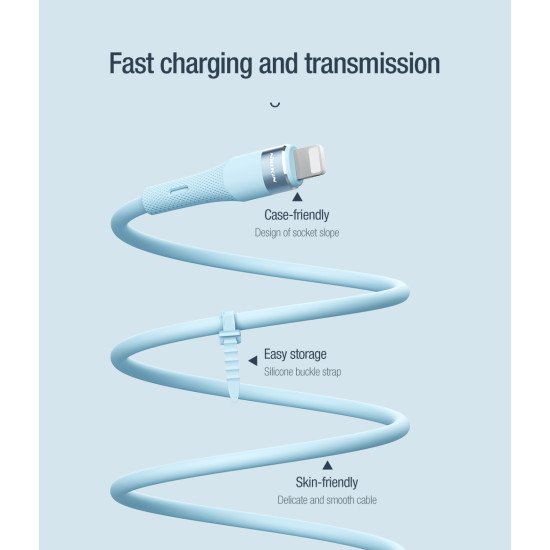 Nillkin Flowspeed Type - C към Lightning кабел от течен силикон , 27W черен