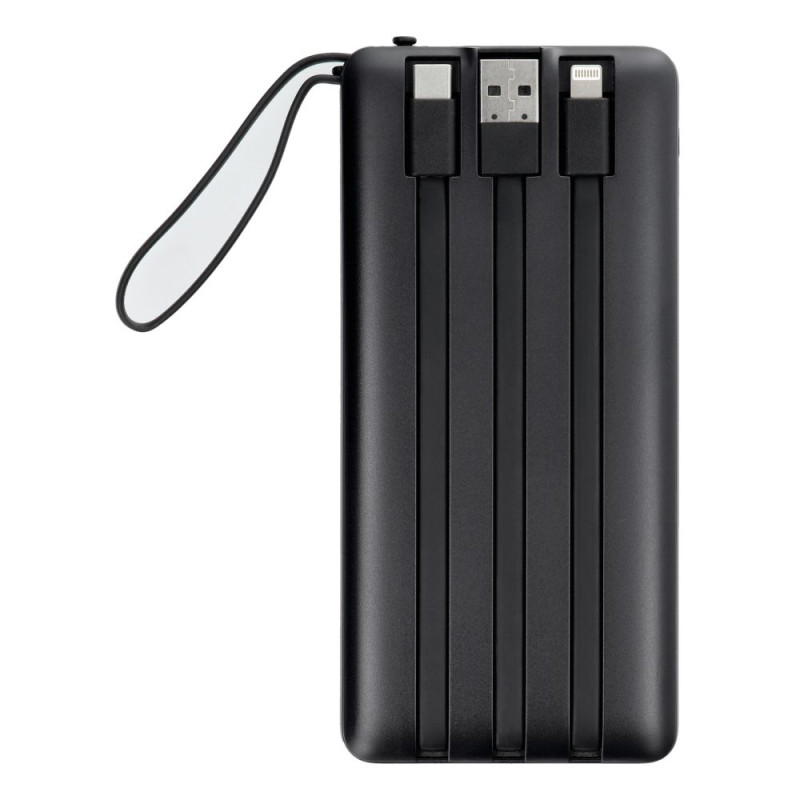 Външна батерия VEGER 10000 mAh с вградени кабели Micro USB / Type C / Lightning C10 (W1116)